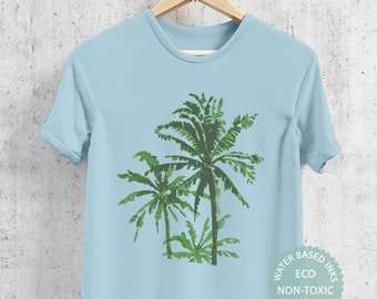 Palm Tree Shirt, Summer Tshirt, Beach T Shirt, Tropical Tee, Aesthetic Clothes, Vacation Shirt, Artistic Clothing, Palms Art Painting