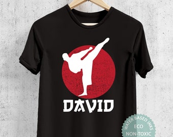 Karate Shirt, Personalized Karate T Shirt, Martial Arts Shirt, TaeKwonDo Gift, Boys Martial Arts Tee, Dojo White Belt, Premium Eco Tee