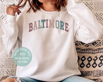 BALTIMORE Sweatshirt, Baltimore Gifts, Baltimore Fan, Maryland State Sweater, Baltimore Souvenir, College Student Shirt, Premium Crewneck