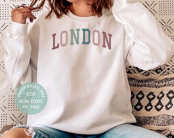 LONDON Sweatshirt, London England Shirt, London UK Gift, Cute London Sweater, English Souvenirs, College Style Premium Unisex Crewneck