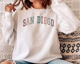 San Diego Sweatshirt, San Diego Shirt, California Sweatshirt, College Sweater, Univeristy Varsity West Coast, Aesthetic San Diego Hoodie