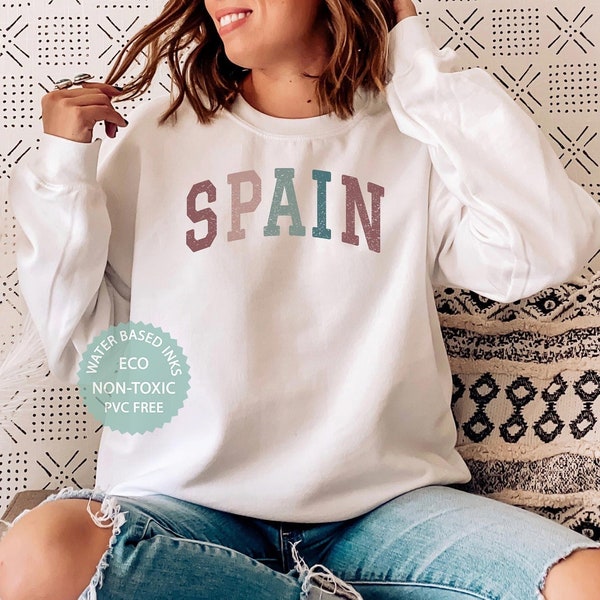 SPAIN Sweatshirt, Spain Shirt, Spain Sweater, Spain Gift, Cute College Style Sweater, Spanish Souvenirs, Premium Unisex Crewneck