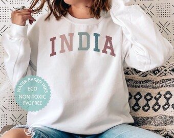 SUDADERA INDIA, Camisa india, Regalo India, Suéter lindo estilo universitario, Recuerdos de la India, Cuello de tripulación unisex premium