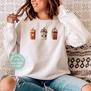 COFFEE Sweatshirt, Cute Coffee Shirt, Coffee Lover Gifts, Trendy Coffee Sweater, Iced Coffee Please, Premium Soft Crewneck