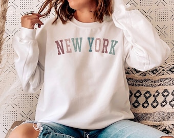 NEW YORK Sweatshirt, New York City Shirt, New York Vintage Sweater, Premium Crewneck Aesthetic Oversized Sweatshirt, New York State Gift