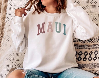 MAUI Sweatshirt, Maui Hawaii Sweatshirt, Maui Vintage Sweater, Aesthetic Oversized Crewneck Sweatshirt, Hawaii State Gifts