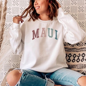 MAUI Sweatshirt, Maui Hawaii Sweatshirt, Maui Vintage Sweater, Aesthetic Oversized Crewneck Sweatshirt, Hawaii State Gifts