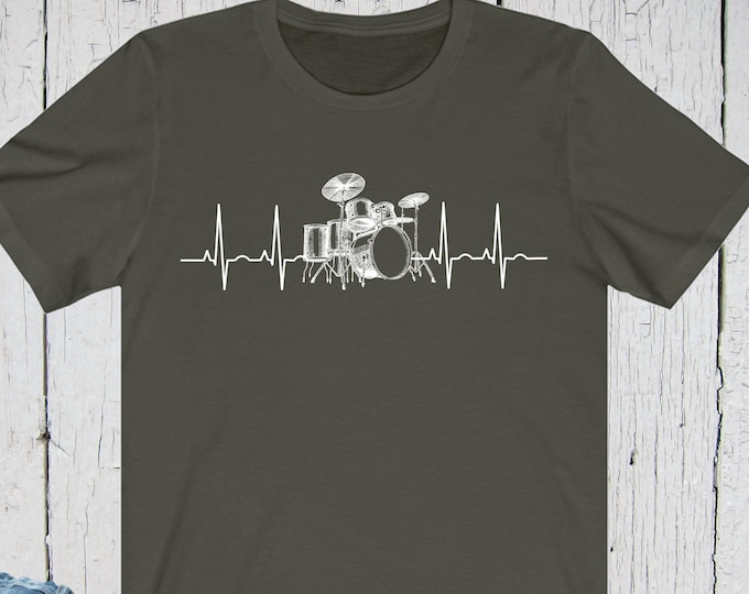 Drums T-Shirt, Drummer Gift, Drum Lover Gift, Gift for Drum Player, Music Lover Drumming Rock Birthday Gift, Mens Top Christmas