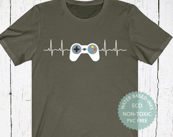 Gamer Shirt, Gamer Heartbeat, Funny Gaming T-shirt, Video Game Controller, Gamer Gift, Gaming Present, Gift for Him, Women Kids