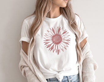 Sunflower Shirt, Sunflower Floral T Shirt, Flower T-shirt, Sunflower Graphic Shirts, Garden Shirt, Sunflower Gift, Womens Aesthetic Clothing