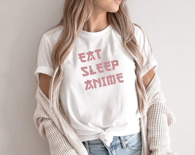 Eat Sleep Anime Shirt, Gift for Anime Fan, Anime Lover Gifts, Otaku T Shirt, Trendy Manga, Cute Minimal Anime T-shirt, Soft Eco-friendly Tee