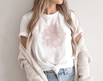 Mandala Shirt, Mandala TShirt, Cute Mandala Shirt, Cute Spring Shirt, Cute Shirt For Woman, Floral Mandala Design Gift, Pretty Flower Lotus