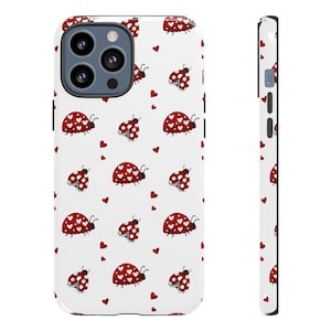 Cute LadyBug iPhone Case, Hearts Cover For Phone 14 13 12 11 Pro Max Xr Xs 8 Plus, Samsung S22 + S21 S10 Fe Ultra, Google Pixel 6 5