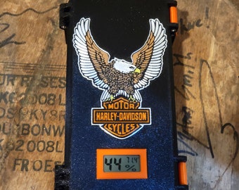 Harley Davidson Customized Cigar Case with Humidity / Temp sensor (holds 10 to 12 cigars)