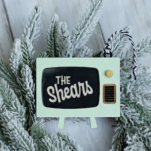 Personalized Retro TV Christmas Ornament | Mint | Mid-Century Modern Ornament | Vintage style Christmas Ornament | Gift for Family |