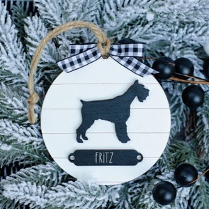 ファームハウス クリスマス オーナメント シュナウザー犬 | 犬の飼い主へのギフト | 犬用クリスマス オーナメント | モダン ファームハウス ホリデー デコレーション | 犬のママへのギフト