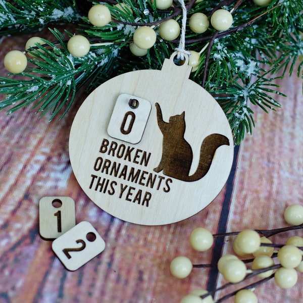 Bad Kitty Broken Ornaments Ornament | Gift for Cat Owner | Cat Christmas Ornament
