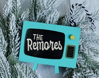 Personalized Retro TV Christmas Ornament | Teal | Mid-Century Modern Ornament | Vintage style Christmas Ornament | Gift for Family |