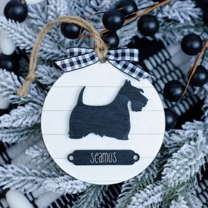 Farmhouse Christmas Ornament Scottish Terrier | Gift for Dog Owner | Dog Christmas Ornament | Modern Farmhouse Decor | Scottie Gift