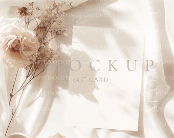 Greeting card mockup Wedding stationery mockup Invitation template mockup Beige Aesthetic card mockup save the date mockup Invite mokcup