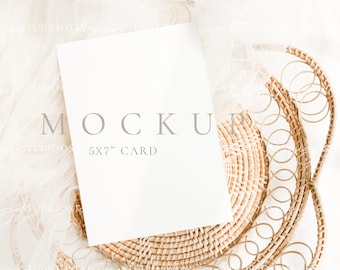 5x7 card mockup Boho card mockup Wedding stationery mockup Invitation template mockup Greeting card mockup save the date invitation mockup