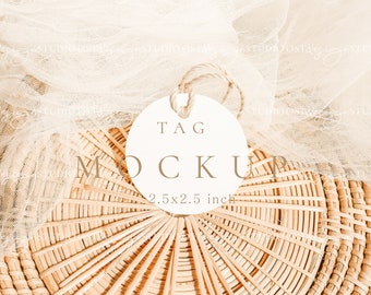 Boho Favor tag mockup Wedding tag mockup Thank you tag mockup Gift Tag Mockup Holiday Tag Mockup 1:1 ratio tag mockup 2.5x2.5 round tag