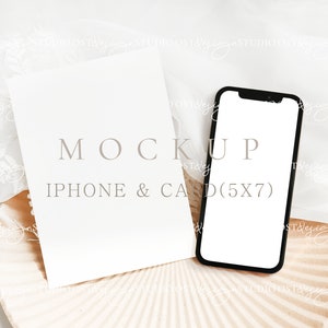 13x18 Karte Iphone Mockup Boho Hochzeit Mockup Hochzeitseinladung Mockup Grußkarte Handy Mockup Save the Date Einladung Mockup