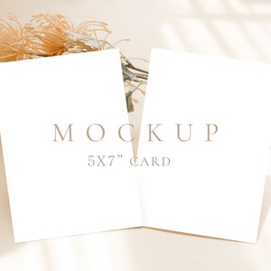 5x7 dubbele kaart mockup Bruiloft uitnodiging mockup Wenskaart mockup Bruiloft briefpapier mockup Minimalistische mockup baby shower mockup