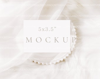 RSVP-kaart mockup 5x3,5" kaart mockup Bedankkaart mockup Uitnodiging mockup Visitekaartje mockup Bruiloft briefpapier mockup Lege kaart mockup