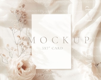 Greeting card mockup Wedding stationery mockup Invitation template mockup Beige Aesthetic card mockup save the date mockup Invite mokcup