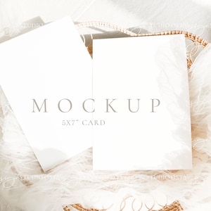 5x7 dubbele kaart mockup Bruiloft uitnodiging mockup Boho Wedding briefpapier mockup Wenskaart mockup Minimalistische mockup baby shower mockup