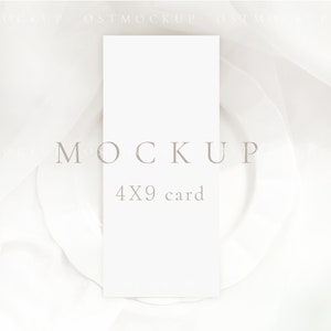Hochzeit Menü Karte Mockup Minimalismus Menü Karte Mockup Elegante Hochzeit Tisch Menü Mockup 10x23 cm Karte Mockup Einladung Menü Mockup