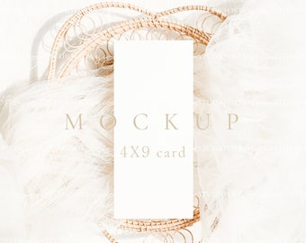 Boho Wedding Menu Card Mockup Minimalism Menu Card Mockup Wedding Table Menu Mockup 4x9" Card Mockup Invitation Menu Mockup Wedding Progra