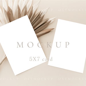 5x7 Double card mockup Wedding invitation mockup Greeting card mockup Wedding stationery mockup Minimalist mockup  Wedding Program mockup