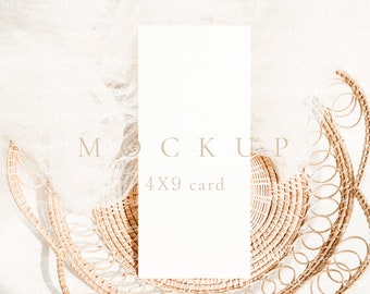 Boho Wedding Menu Card Mockup Minimalism Menu Card Mockup Wedding Table Menu Mockup 4x9" Card Mockup Invitation Menu Mockup Wedding Progra