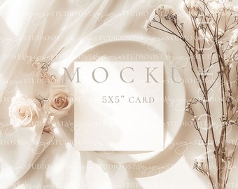 5x5 card mockup Square card mockup Wedding invitation mockup Greeting card mockup Wedding stationery mockup Minimalist mockup