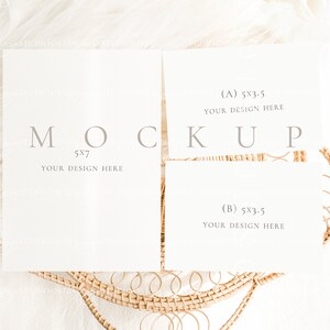Boho Grußkarten Set Mockup Minimalist Hochzeitseinladung Mockup Hochzeitseinladung Mockup Save the Date Einladung Mockup Antwort & Detail