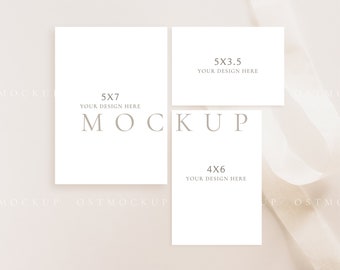 Minimalist Wedding invitation mockup Greeting card mockup Wedding stationery mockup save the date invitation mockup RSVP & Detail