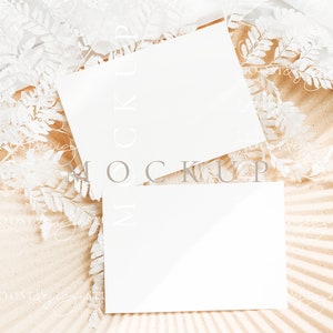 Boho RSVP Karte Mockup Double 5x3.5 Details Karte Mockup Minimalistische Hochzeitseinladung Mockup Hochzeitsbriefpapier Mockup