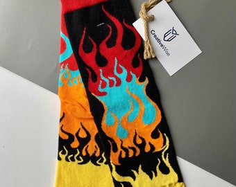 Fire Socks | Camping Flame Fancy Outfit | Super Soft Funny Print | Best Gift for Her Him Daughter Son Birthday Girlfriend Boyfriend