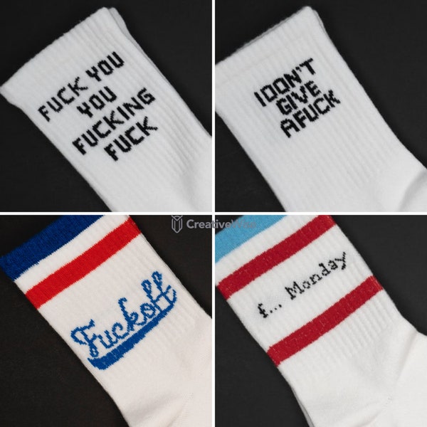 Slogan White Sport Socks | Casual Unisex Man Lady Novelty Funky Socks | Gift for him her dad father boyfriend girlfriend birthday Men Unisex