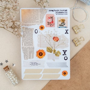 Vintage Style Scrapbook Journal Kit, Ripped Pages Stickers for Bullet ...