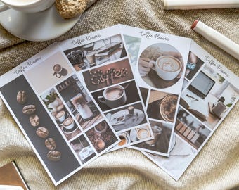 Stickers café pour Bullet Journals et agendas | Ensemble d'autocollants pour café | Cadeau pour amateur de café