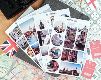 LONDON CITY- Theme Stickers Set, 4 Different Sticker Sheets For Bullet Journal, Planner, Scrapbooking