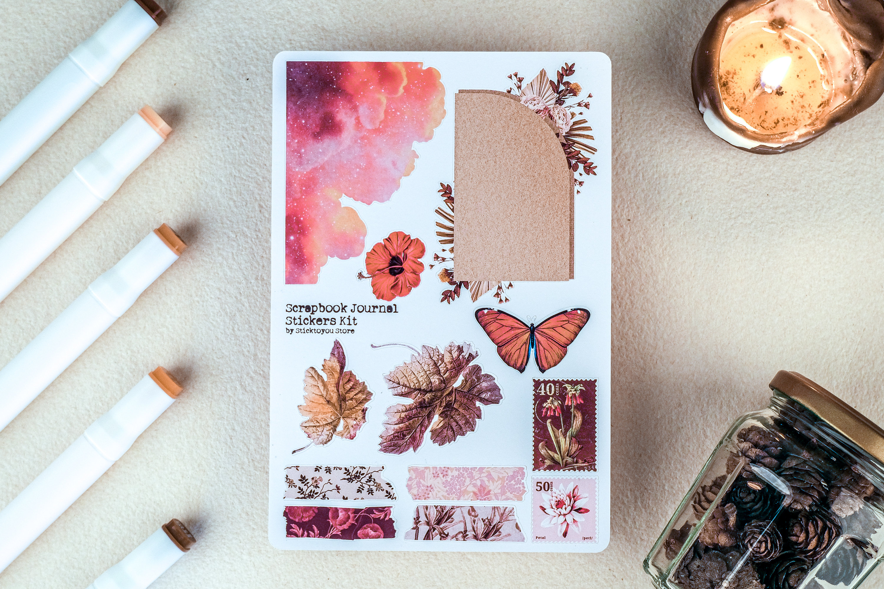 Japleed 330PCS Floral Stickers - 40 Sheets, Vintage Washi Stickers For Junk Journal, Scrapbooking, Planner Crafts