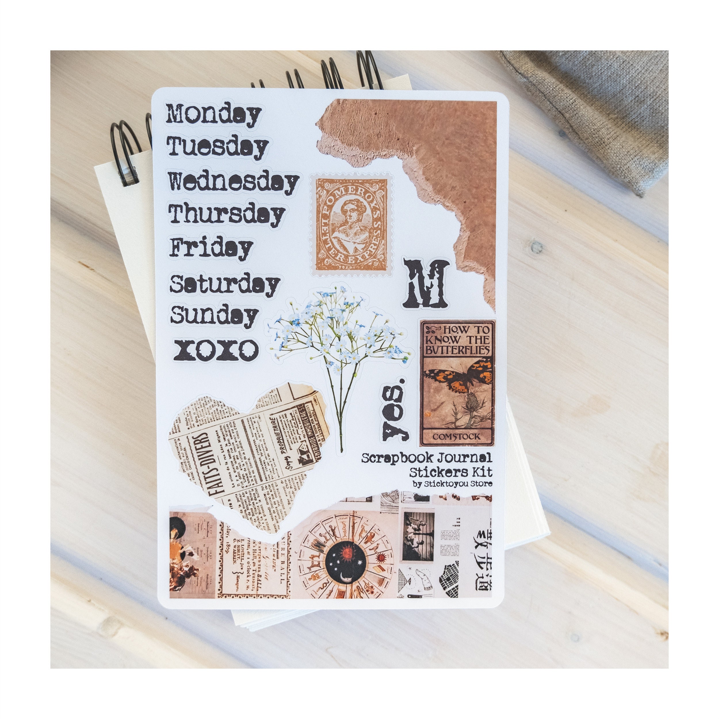 aesthetic vintage stickers sheet scrapbook junk journal kit etsy