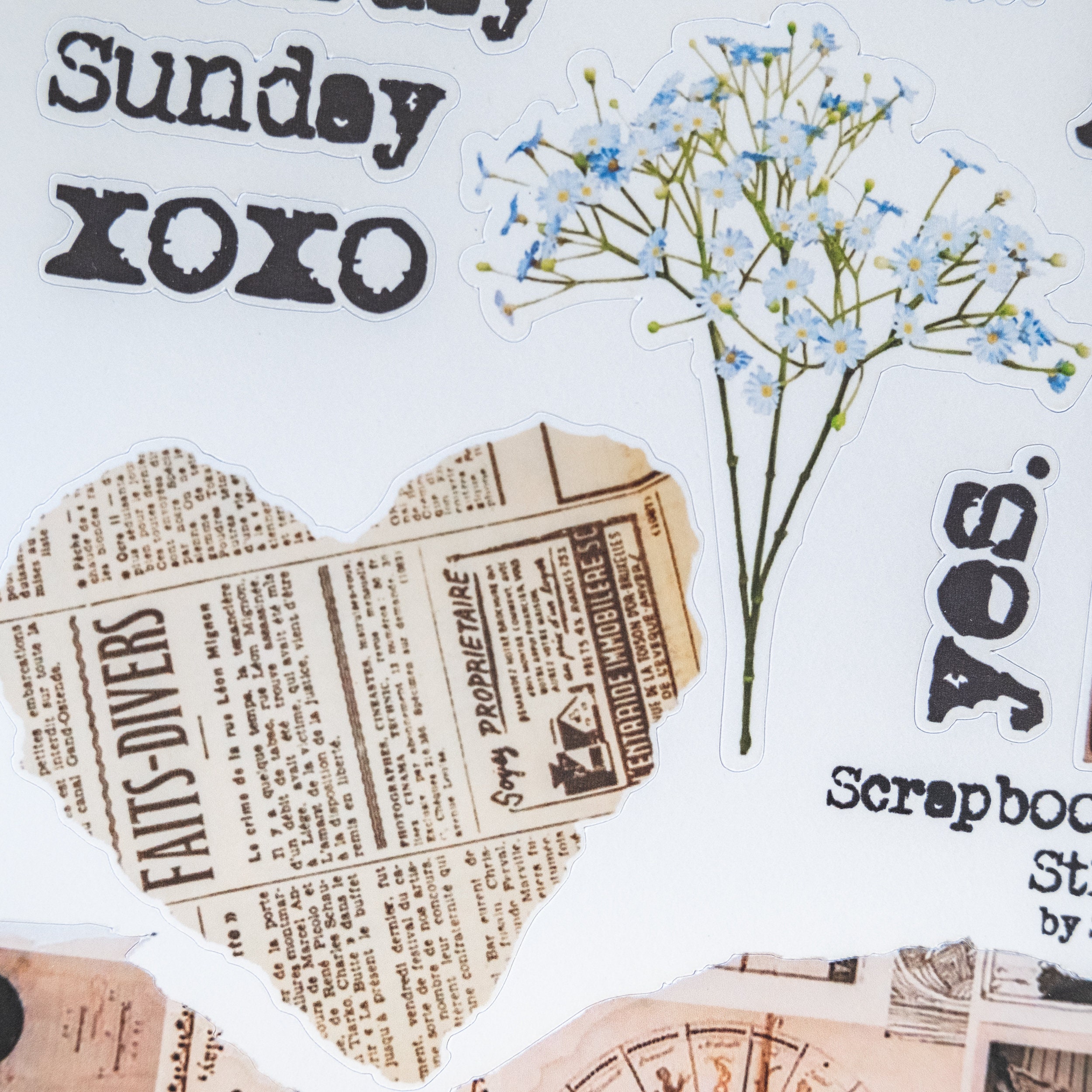 aesthetic vintage stickers sheet scrapbook junk journal kit etsy
