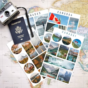 Adesivos de viagem do Canadá, adesivos canadenses, folha de adesivos do Canadá, álbum de recortes de diário de viagem - presente perfeito para amantes de viagens
