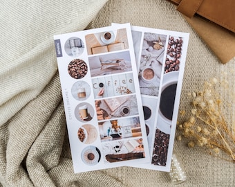 Coffee Lover Sticker Sheets, Coffee Time Stickers for Journals, Planners & Bullet Journals