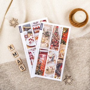 Kerststickers | Gezellige kerststickers | Decemberstickers | Winterstickers | Feestelijke feestdagenstickers voor tijdschriften | Seizoensstickers